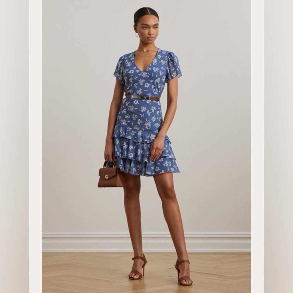 Ralph Lauren ~ Lauren - Floral Georgette Drop-Waist Dress